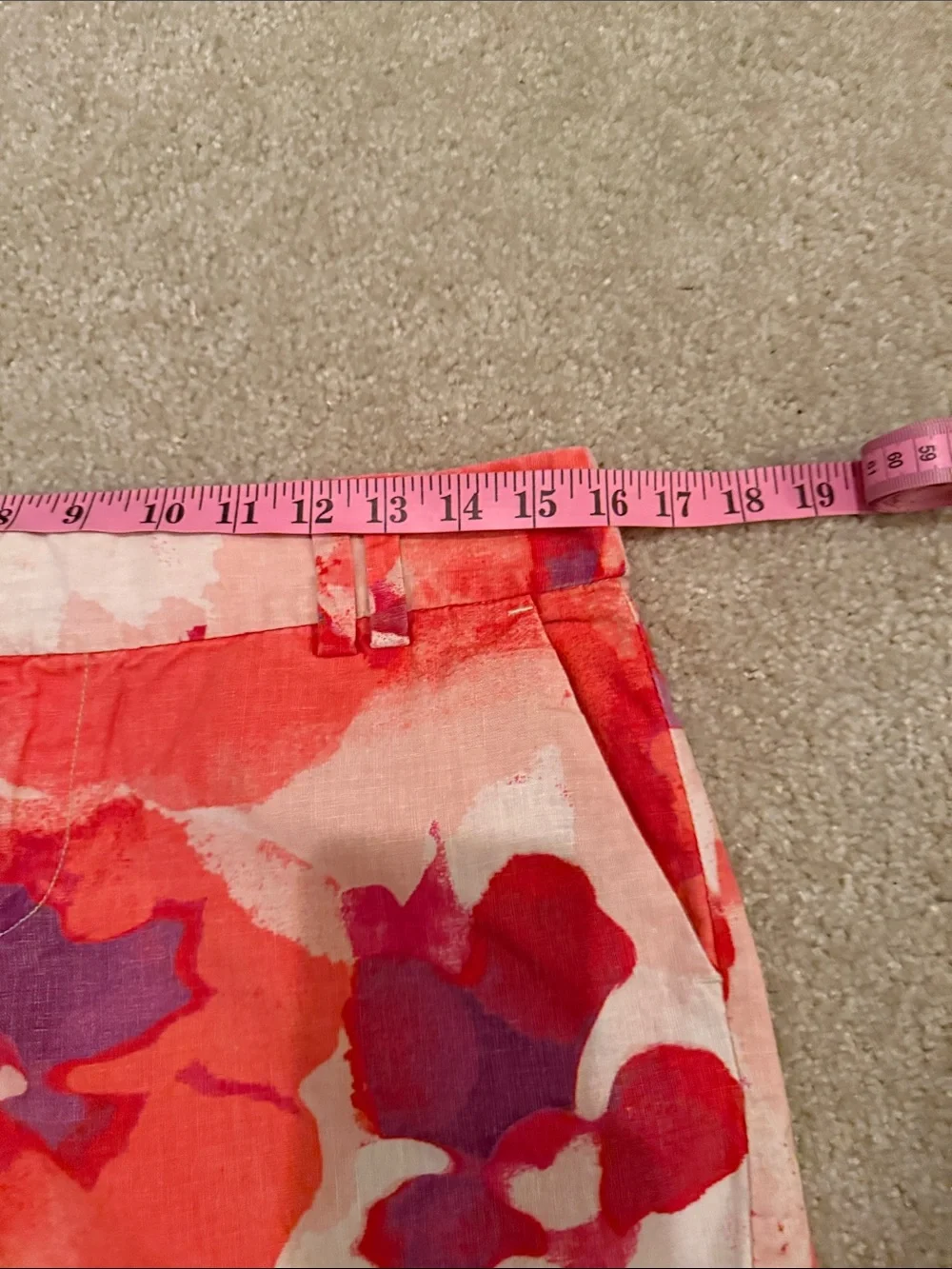 Ann Taylor LOFT Coral, coral & Purple Floral Cotton-linen Women's Shorts
